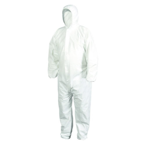 White Cleaning Hooded Polypropylene Nonwoven PP Non Woven SMS Microporous PPE Gown Protection Clothing Disposable Coverall