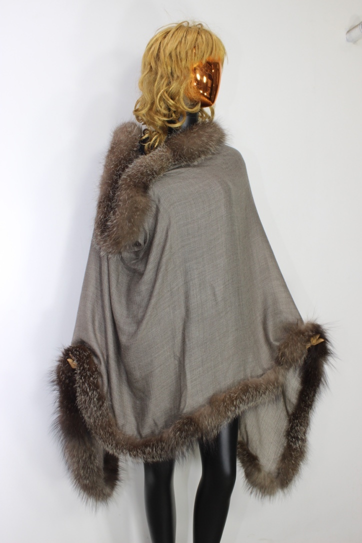 Cashmere 4 side Reversible fur shawls, Size-70x200cm