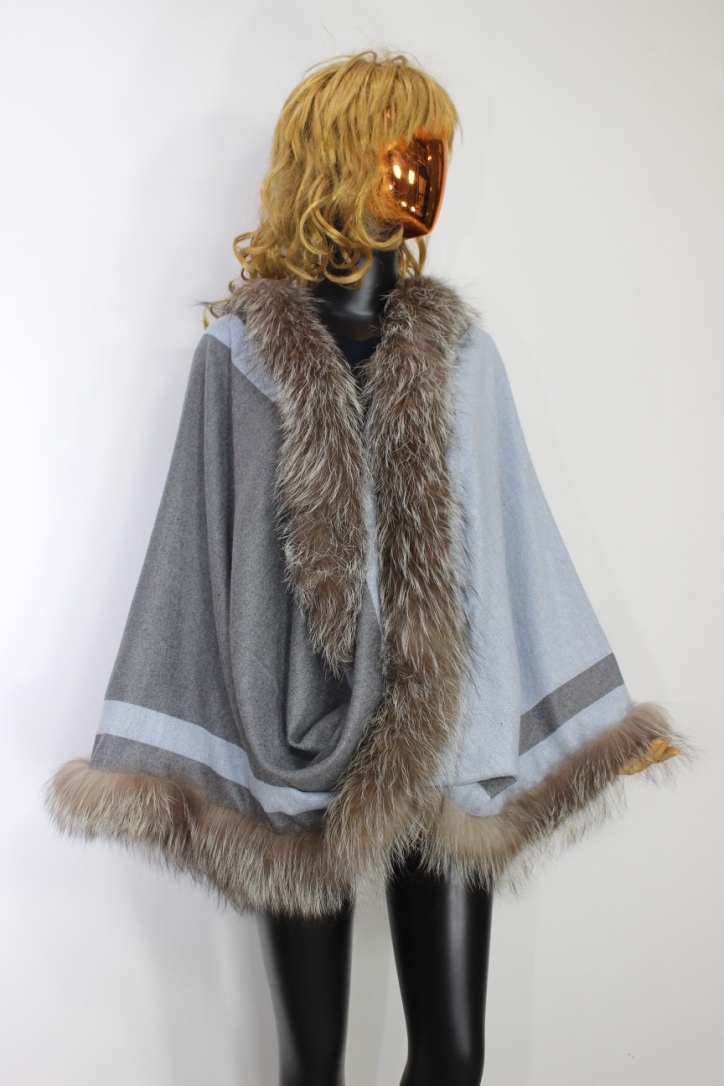 Cashmere 4 side Reversible fur shawls, Size-70x200cm
