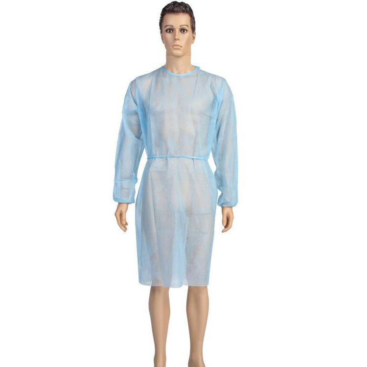 Long Sleeve Disposable Medical Surgical PP Nonwoven Isolation Gown