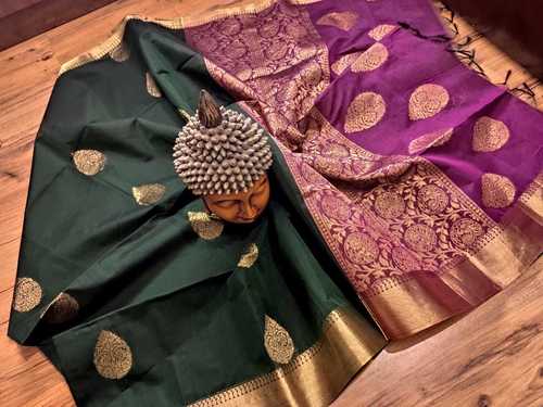 Silk Cotton Green With Purple