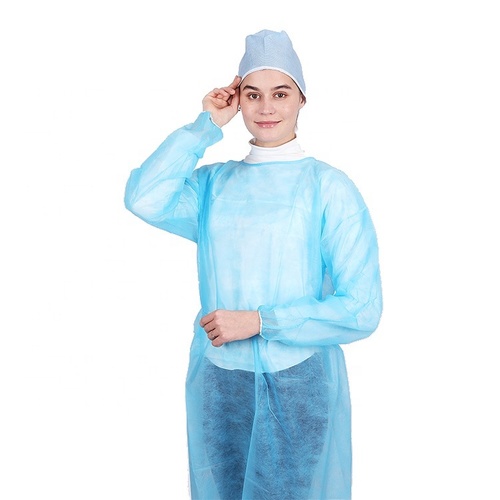 Disposable Isolation PP Nonwoven Gown With Elastic Cuffs