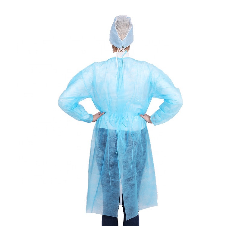 Disposable Isolation PP Nonwoven Gown With Elastic Cuffs