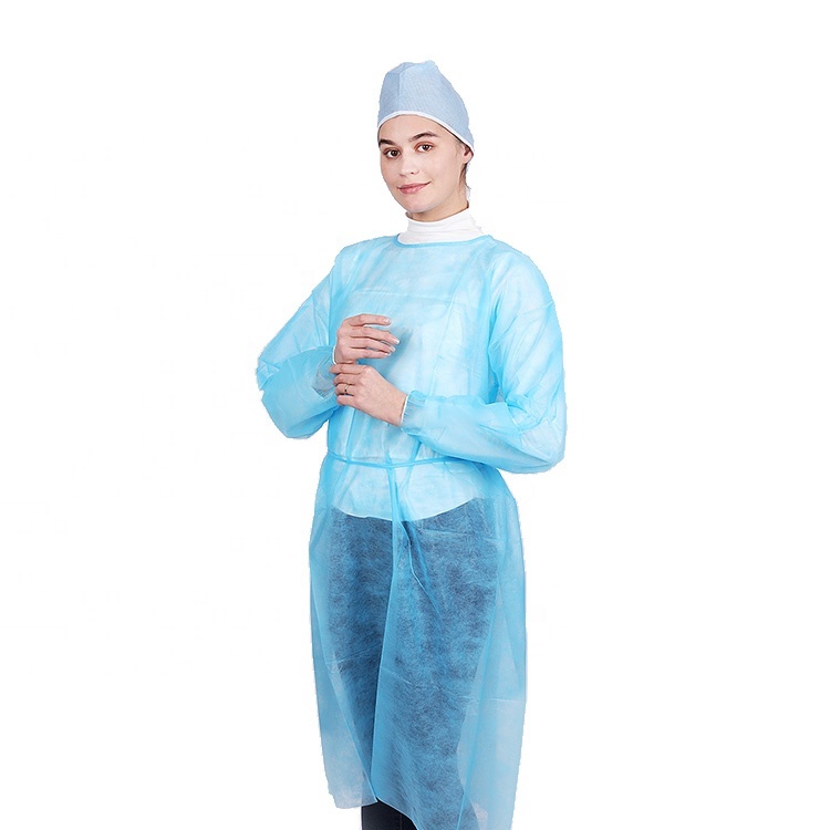 Disposable Isolation PP Nonwoven Gown With Elastic Cuffs
