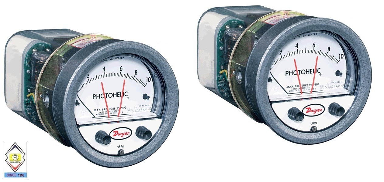 Dwyer A3000-80CM Photohelic Pressure Switch Gauge Range 0-80 cm w.c.