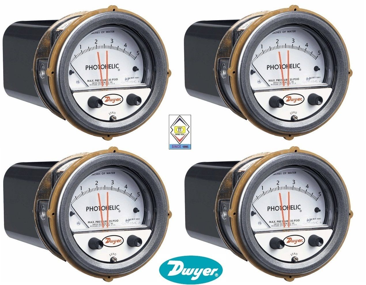 Dwyer A3001AV Photohelic Pressure Switch Gauge Range 0-1.0 Inch w.c.500-4000 FPM.