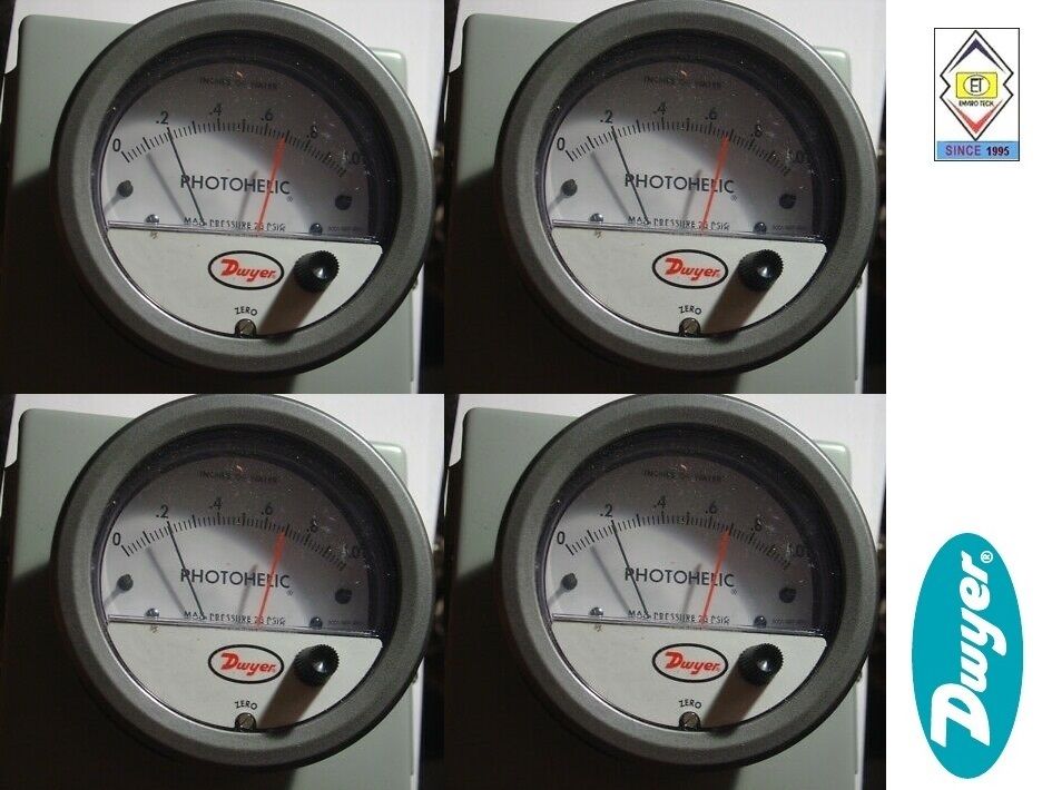 Dwyer A3002AV Photohelic Pressure Switch Gauge Range 0-2.0 Inch w.c./1000-5600 FPM.