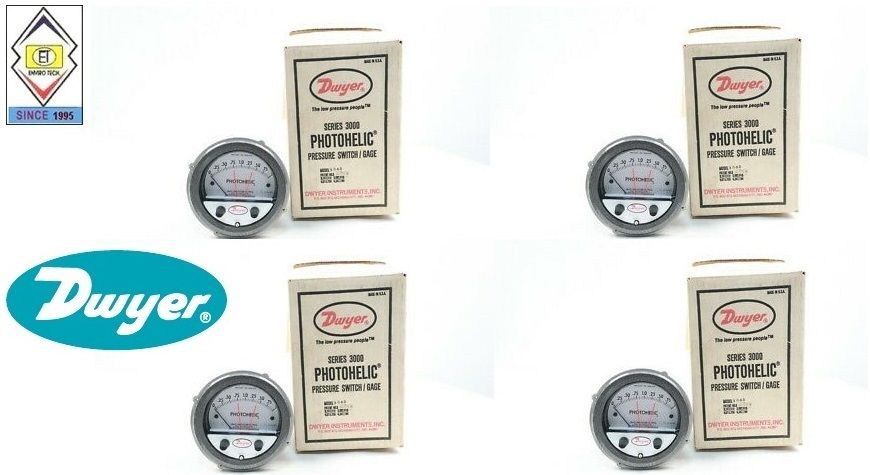 Dwyer A3002AV Photohelic Pressure Switch Gauge Range 0-2.0 Inch w.c./1000-5600 FPM.