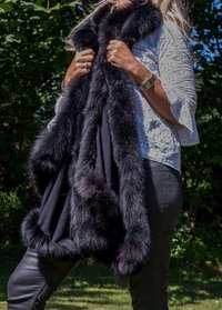 Silk Pashmina 4 Side Fur Shawls , Size-70x200cm