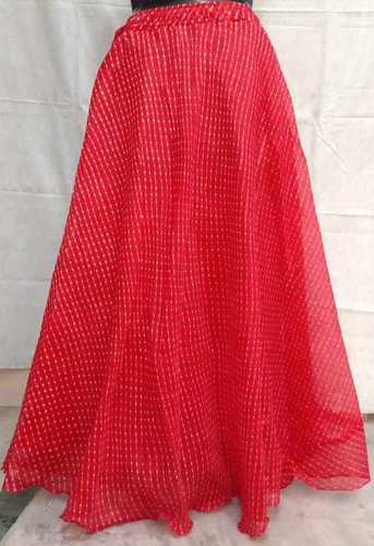 Red Lehriya Skirt