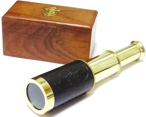 NauticalMart Kelvin & Hughes London 1917 Telescope with Wooden Box