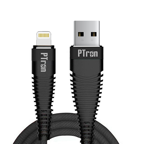 pTron Gravita 2A Charging & Data Sync USB Cable for iPhones - (Black)