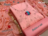 Salwar Suits - Cotton Silk with Handmade Decorative Flowers | Multi-Color, Quick Dry, Breathable, Anti Wrinkle, Plus Size, Summer & Winter Wear, Unique Handwork Design