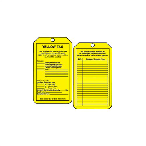 Double Sided Matte Vinyl Scaffolding Tags