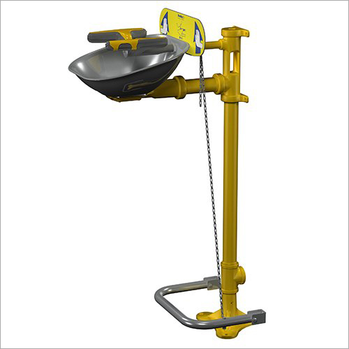 Foot Pedal Safety Shower - Mild Steel, Yellow Color | Unisex Application for Laboratory Use