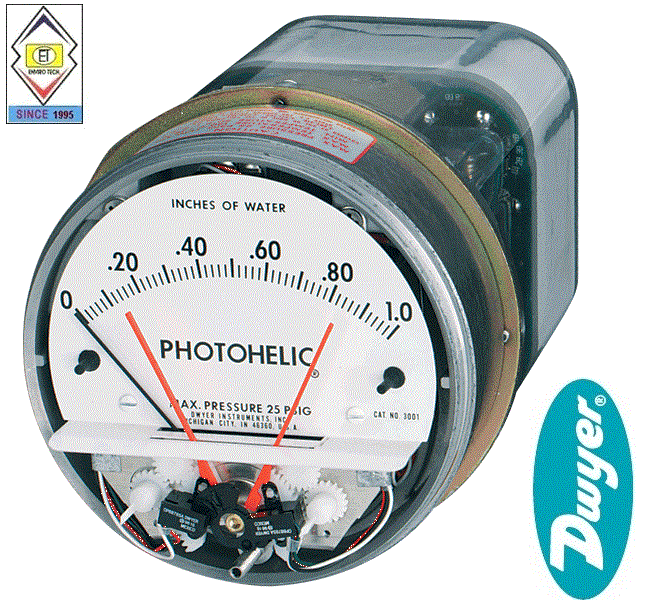 Dwyer A3005 Photohelic Pressure Switch Gauge Range 0-5.0 Inch w.c.