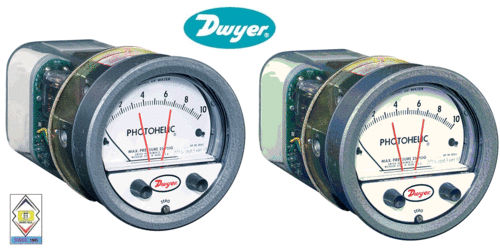 Dwyer A3006 Photohelic Pressure Switch Gauge Range 0-6.0 Inch W.c. Diameter: 4" (101.6 Mm) Dial Face