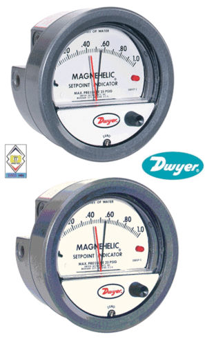 Dwyer A3008 Photohelic Pressure Switch Gauge Range 0-8.0 Inch W.c. Diameter: 4" (101.6 Mm) Dial Face