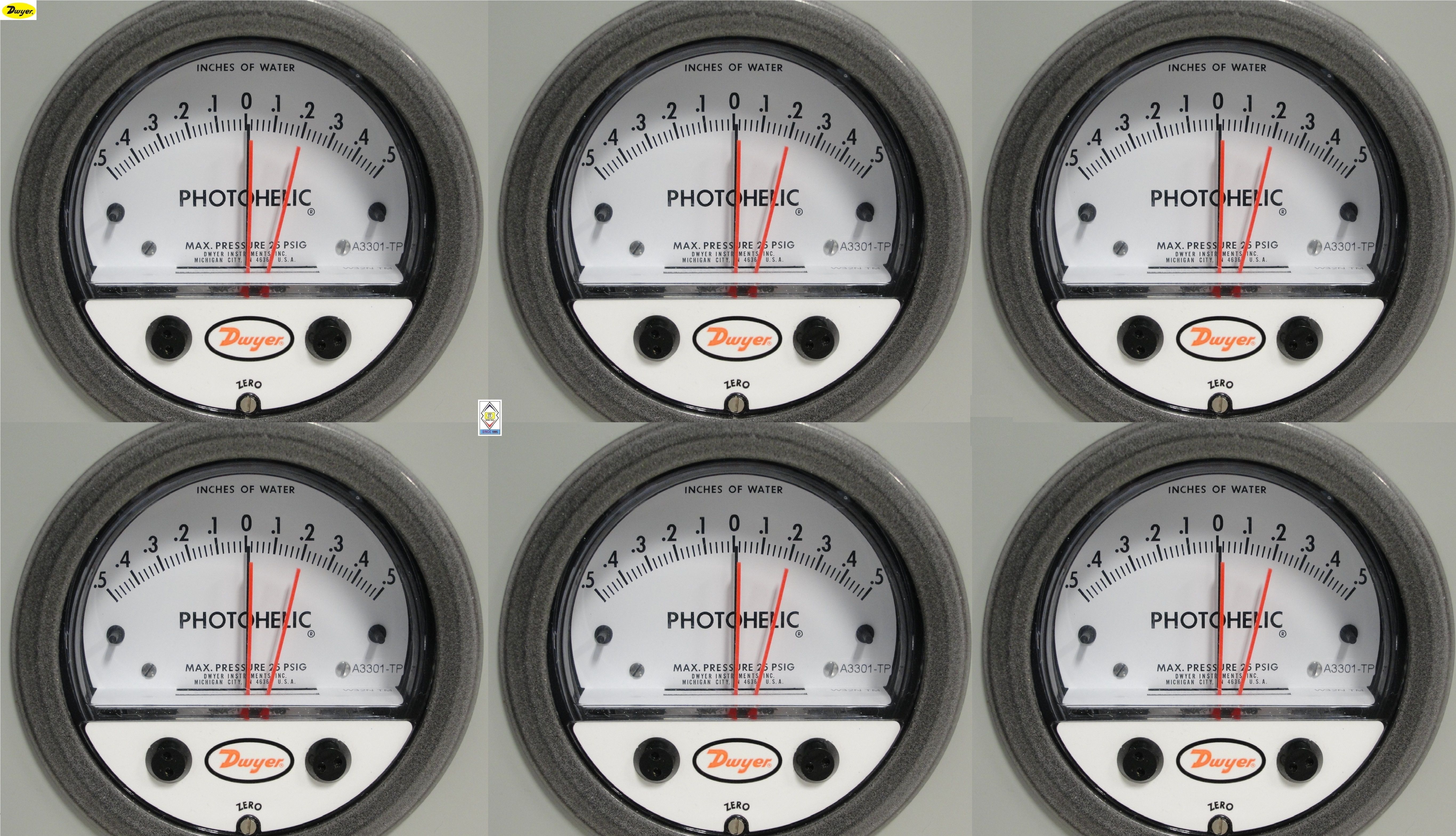 Dwyer A3015 Photohelic Pressure Switch Gauge Range 0-15 Inch w.c.
