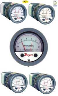 Dwyer A3020 Photohelic Pressure Switch Gauge Range 0-20 Inch w.c.