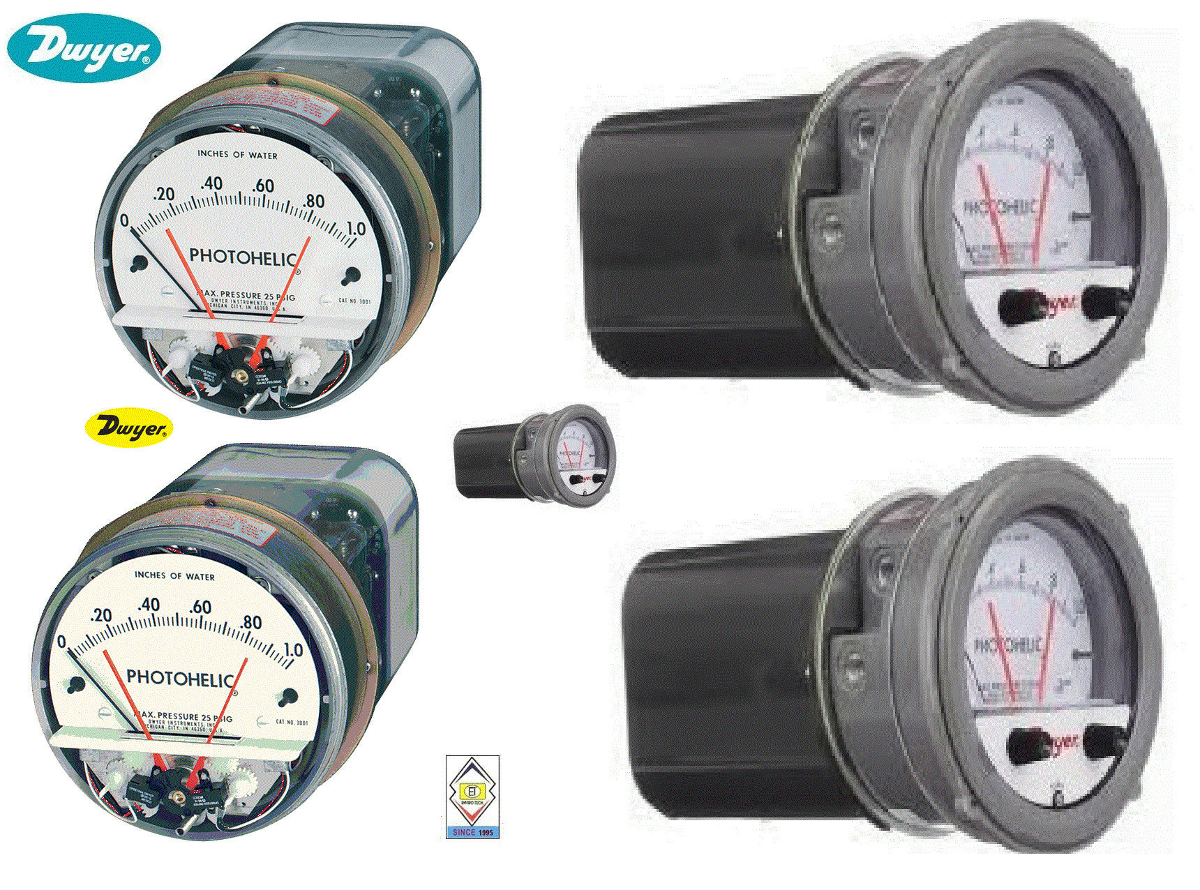 Dwyer A3020 Photohelic Pressure Switch Gauge Range 0-20 Inch w.c.