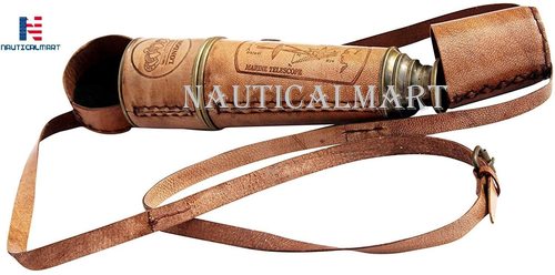 20'' Ship Captain Brass Telescope with Spy Glass & Leather Case
