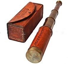 Orange Leather Marine Box Telescope Dollond London 1920 Era Maritime Vintage Functional Spyglass Sailor Instrument - Handmade Gifts Article