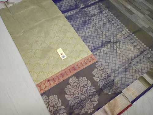 Pure Silk Bridal Saree Half White With Blue