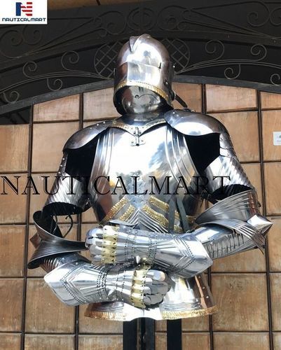 Steel Medieval Gothic Half Suit Of Armour Wearable Halloween Costume