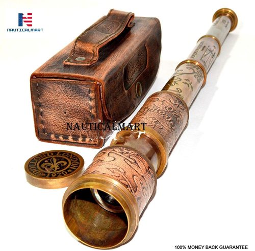 6 Inches, Polished Brass NauticalMart Miniature Beautiful Handcrafted Handheld Brass Telescope with Rosewood Box Pirate Navigation Gifts 