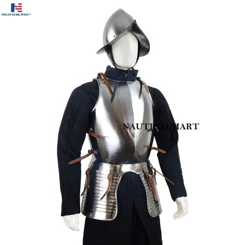 Nauticalmart Pikeman'S Armor Set With Helmet - 18 Gauge Steel Size: Large