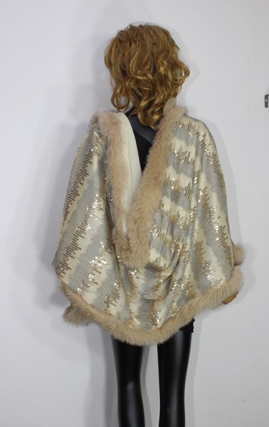 Designer Sequenced fur shawls