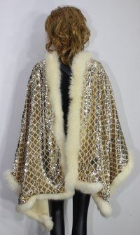 Designer Sequenced fur shawls