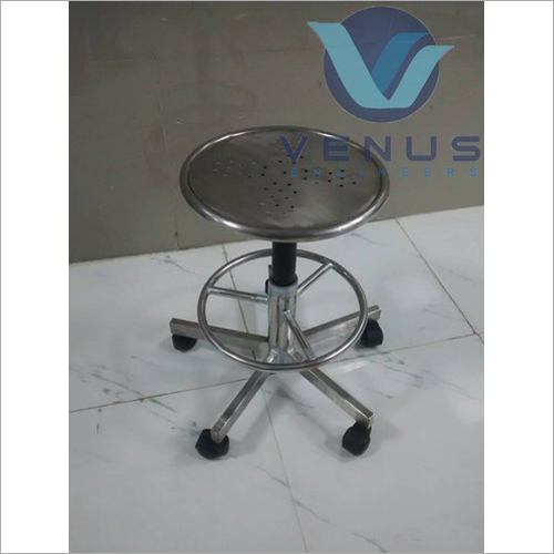 SS Lab Stool - Stainless Steel, 12x15 inches, Polished Finish | Durable Steel, Stable Base, Rustproof, Caster Wheels