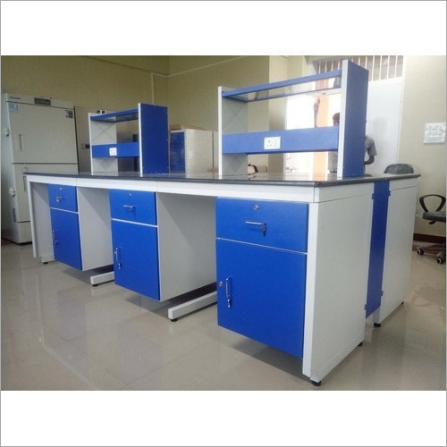 Laboratory Benches - Steel, Customizable Dimensions, Blue Color | Epoxy Coated Finish, 1000 lbs Weight Capacity, Phenolic Resin Work Surface, 1 Year Warranty