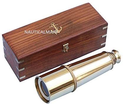 Nauticalmart Deluxe Class Solid Brass Admiral's Spyglass Telescope 27" W/rosewood Box