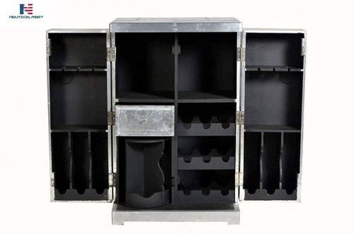 Aluminum Trunks Wine Style Wine Cabinet - Vintage Aviator Furniture