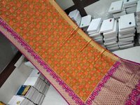 Banarasi Saree Orange With Pink
