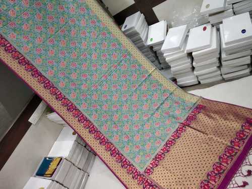 Banarasi Saree Grey With Pink Combination