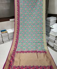 Banarasi Saree Grey With Pink Combination