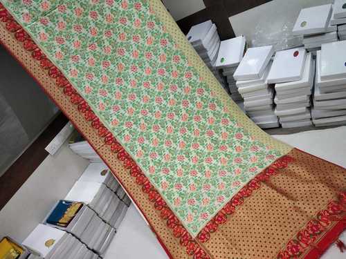 Banarasi Saree White With Red