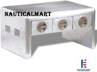 Nauticalmart Aluminum Coffee Side Bedside Storage Table Nightstand 3 Drawers