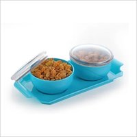 2 PC Dry Fruit Bowl With Tray - Plastic 2 Inch Thickness | Color Options: Blue Orange Green Red Includes Transparent Lid for Presentation
