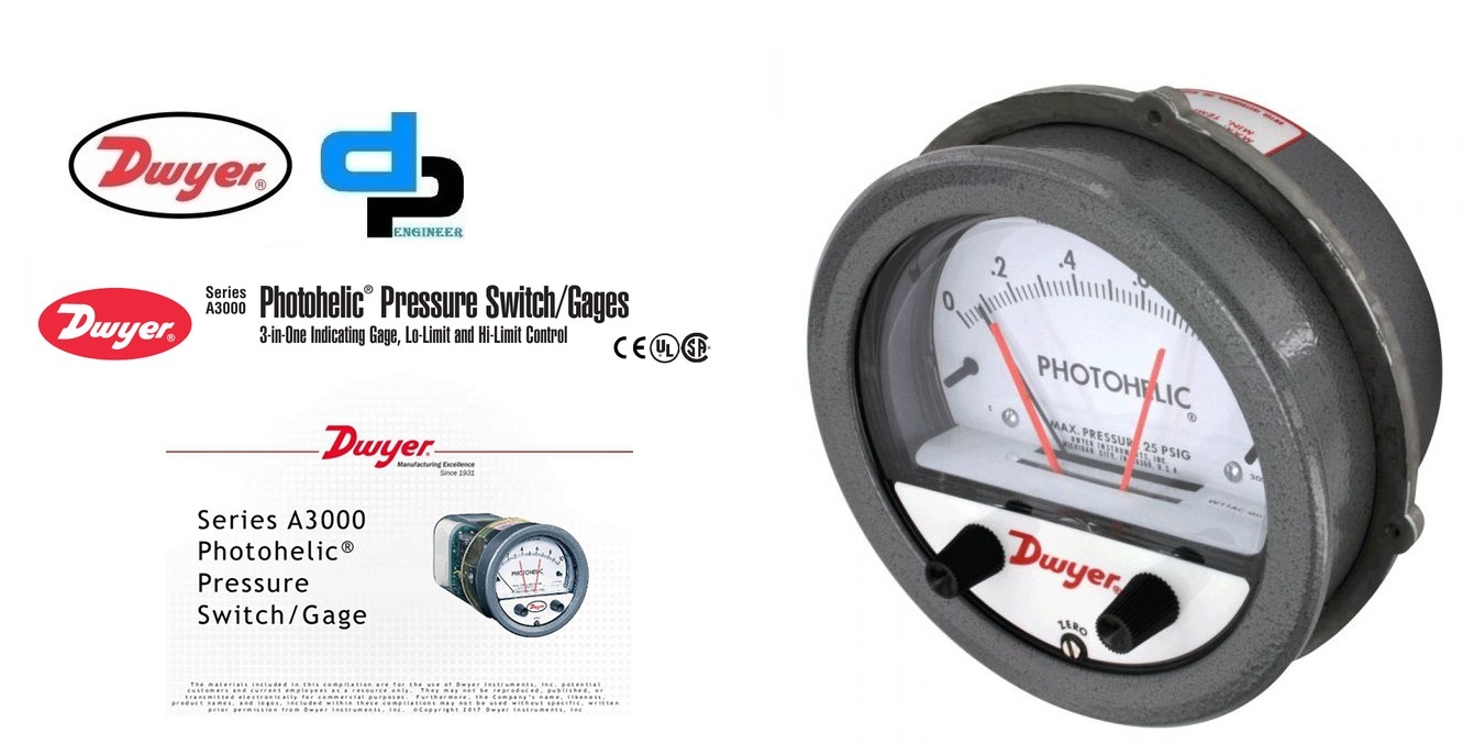 Dwyer A3201 Photohelic Pressure Switch Gauge Range 0-1 psi