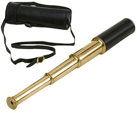 Benzara Elegant Retractable Telescope With Genuine Leather Case
