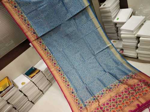 Banarasi Saree Blue With Pink