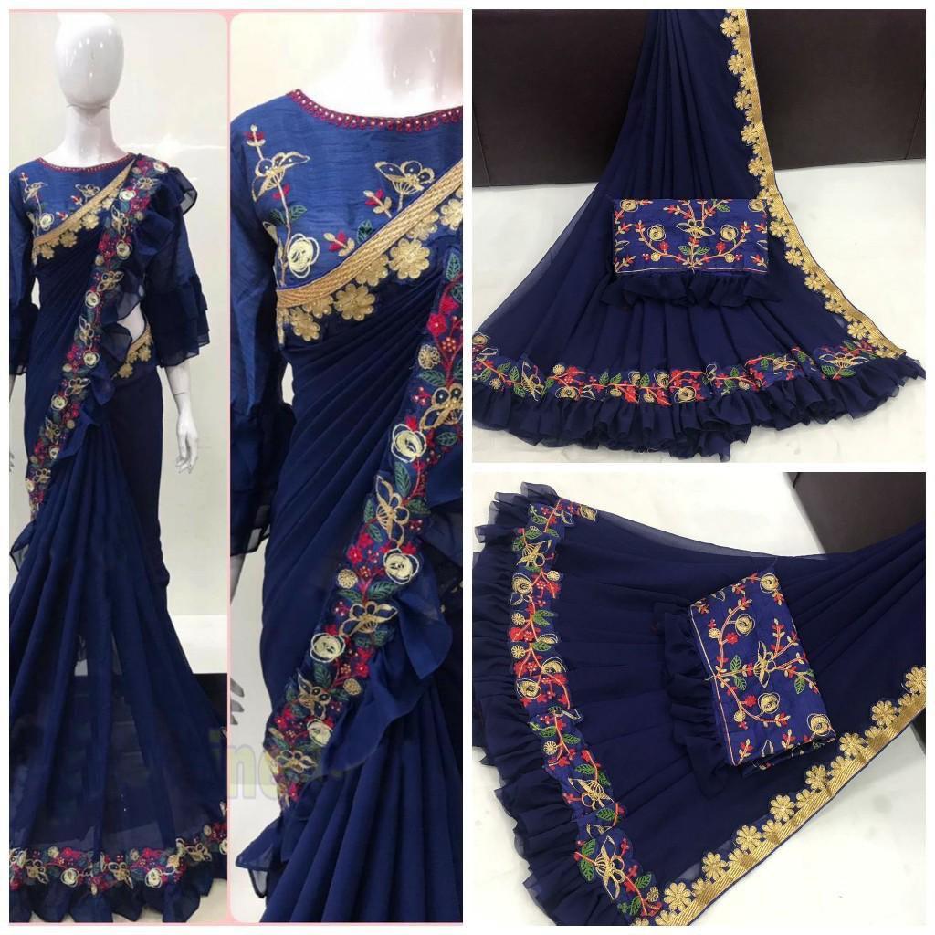 surat Georgette Fancy Heavy Work Saree