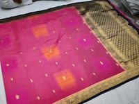 Banarasi Saree Pink With Dark Blue