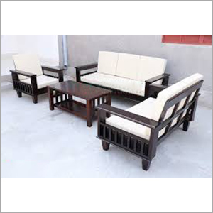 Wooden Sofa Set - Solid Wood, Polished Finish | Durable, Eco-Friendly Indoor Home Furniture
