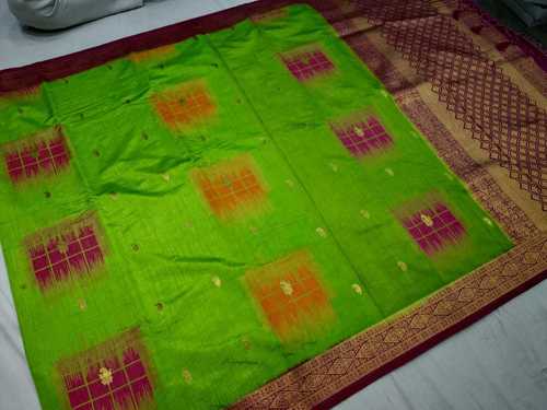 Banarasi Saree Green With Pink Combination
